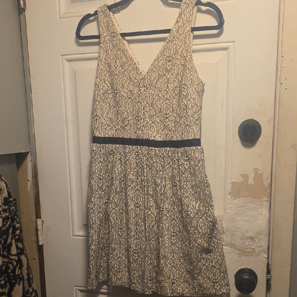 Maurices Cream Lace Dress with Black Waistband